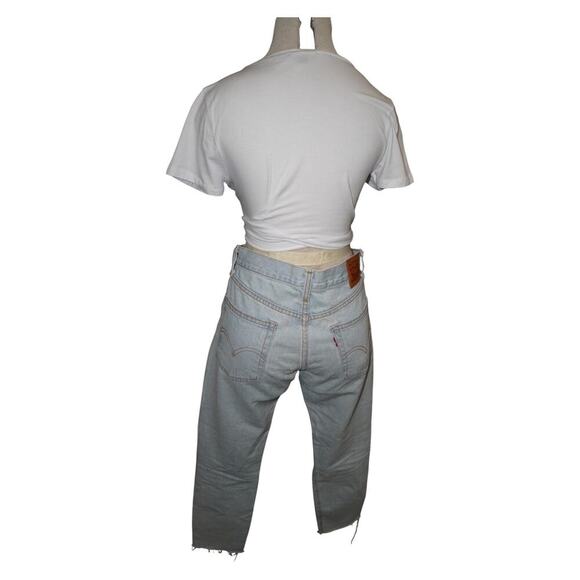 Levi’s 501 Distressed Light Wash Jeans Women’s 26 Raw Hem Vintage Straight Leg - Picture 2 of 10